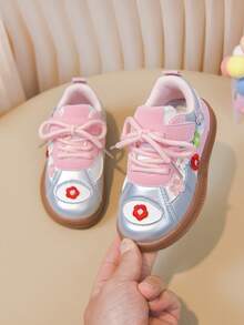1双粉色女婴帆布鞋，幼儿休闲碎花运动鞋，婴儿学步鞋，秋季款 - 粉色 - 查看 10