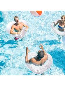 Shiny Transparent Heart-Shaped Inflatable Pool Suitable For Singles Party, Inflatable Swimming Ring Suitable For Brides, With Water Ring, Shiny Leisure Chair And Swimming Tube. Suitable For Engagement, Wedding, Summer Beach Party, Spring And Summer, Beach And Swimming Pool Use. - 多種顏色 - 查看 3