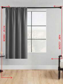 1pc Solid Color Polyester Curtains, Modern And Simple, Darkening And Light Blocking, For Bedroom, Living Room And Balcony, Sunscreen, Heat Insulation, Uv Protection, Suitable For Rod - Dark Grey - View 20