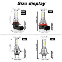 ROADSUN 超亮 H4 H7 H11 9005/HB3 9006/HB4 LED 灯泡 55000LM 6500K 适用于汽车前大灯/雾灯 - V3 - 查看 2