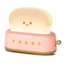 Desk Decor Toaster Lamp, Rechargeable Small Lamp With Smile Face Toast Bread Cute Toaster Shape Room Decor Night Light For Bedroom, Bedside, Living Room, Dining, Desk Decorations, Gift,Decoración Habitation,Lampara Mesita De Noche - Sầu riêng đỏ - Xem 2