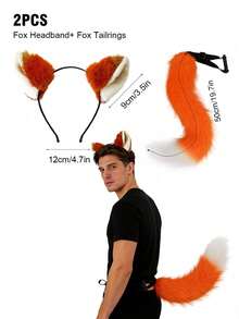 动物耳朵发箍 - 狐狸套装，角色扮演，派对服装，可爱配饰，拍照道具，毛绒耳朵，情侣装，服装配饰 - 彩色 - 查看 3