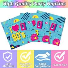 50Pcs 90's Party Paper Plates And Napkins 90's Mix CD Dessert Plates Retro 90s Theme Party Decorations I Love The 90s Tableware Set Serves 25 Guest 1990's Back To The 90 S Birthday Party Supplies - 我愛90年代 - 查看 4