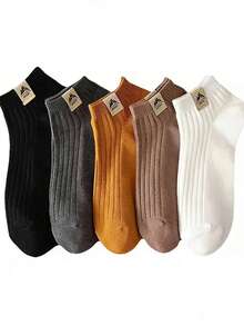 男士薄款夏季袜，山峰图案短袜，复古休闲袜 - 彩色 - 查看 2