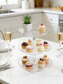 亚克力纸杯蛋糕架套装，透明圆形展示架，适用于派对、婚礼、生日等场合，可重复使用的迷你蛋糕架，纸杯蛋糕架 - 彩色 - 查看 5