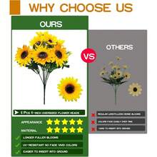 5 piezas Ramo artificial de girasoles falsos amarillos con tallos para decoración del hogar, mesa y boda - Amarillo - Ver 2