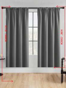 1pc Solid Color Polyester Curtains, Modern And Simple, Darkening And Light Blocking, For Bedroom, Living Room And Balcony, Sunscreen, Heat Insulation, Uv Protection, Suitable For Rod - Dark Grey - View 36