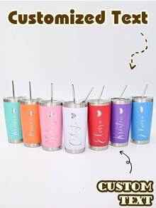 1个定制不锈钢旅行杯 - 双层隔热咖啡杯，可定制姓名，冷饮杯 | 优雅雾面 | 双层隔热，咖啡杯，可重复使用，多功能，装饰性强，时尚，精致，高品质，可定制，个性化，独特，送给他的理想礼物，送给她的理想礼物，男友，女友，爸爸，妈妈，家人，朋友，儿子，女儿，学生，上班族，孩子，办公室，茶室，学校，家庭 - 彩色 - 查看 6