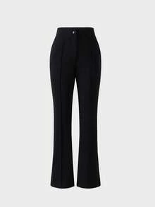 Elegant Casual Commute Minimalist Daily Office Straight Leg Business Trousers Black - Black - View 6
