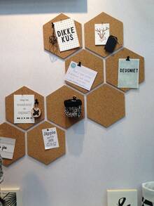 1 Set Self-Adhesive Hexagon Cork Board, Peel And Stick Display Board, Cork Memo Board, Cork Wall For Posting Photos, Notes, Displaying Pictures, Bulletin Board, Home Decor And Office Memo, Back To School - Hexagon - View 2