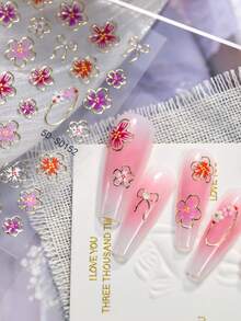 1 Tờ Hình Dán Móng Tay Hình Hoa Nổi, Hình Dán Móng Tay Hoa 5 Cánh Màu Hồng Vàng Hình Tròn Thiết Kế Mùa Xuân Hè Hình Nơ Hoa Dán Móng Tay Tự Làm Trang Trí Móng Tay - Nhiều màu - Xem 6