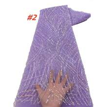 Vải ren châu Phi thêu sequin chất lượng cao năm 2026, vải ren hạt cườm kiểu Pháp dùng để may váy cưới cho nữ. - A - Xem 6