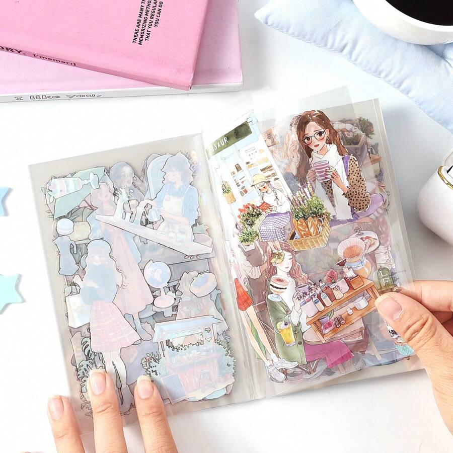 每本20张。春夏家居主题贴纸书,包含时尚人物主题日常贴纸。适用于制作相册、日记、DIY卡片、手工艺品和手账。多功能装饰贴纸,也适用于子弹笔记、文具和水瓶。同时也是生日和节日的绝佳礼物。 - 貼紙本 - 查看 1