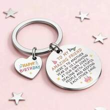 1 pieza Para mi amigo increíble Llavero de acero inoxidable con colgante de bolso, regalo de cumpleaños divertido y recuerdo, adecuado para regalar - A - Ver 3