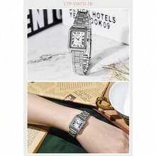 Đồng hồ Casio nữ mặt vuông, dây đeo thép không gỉ màu bạc, thiết kế hình học hiện đại, mặt số trắng, máy quartz analog, món quà thời trang dành cho phái nữ LTP-V007D-7B - Một cỡ - Xem 4