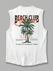 Coastal | Áo tank top không tay nam in họa tiết phong cách bãi biển California | Thích hợp mặc mùa hè | Thoải mái & Thoáng khí | Phong cách - trắng - Xem 6
