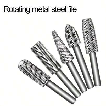Bộ 5 dũa xoay 6mm bằng thép, dụng cụ mài kim loại mềm dùng trong mộc và tự làm đồ thủ công, dụng cụ sửa chữa mài kim loại.