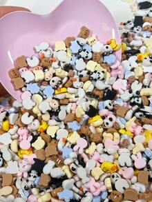 50个/包混合微树脂配件 - 可爱的小熊、兔子、猫咪和各种卡通人物，可用于DIY手工、美甲、剪贴簿、发夹、手机壳装饰、美甲贴片等。 - 彩色 - 查看 5