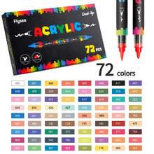 12/24色双头丙烯马克笔，学生及专业软头绘画笔，耐用高品质美术马克笔，可混色速干着色笔，不渗墨涂鸦笔，荧光笔，手绘笔，水彩笔，节日贺卡绘画用品 - 雙頭直液式馬克筆 - 查看 14