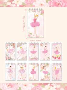 1/5/10pcs Ballerina Ballet Portable Coil Notebook, 10 Styles Mini Notepad, For Birthday Party Favors, Office Supplies - Multicolor - View 4