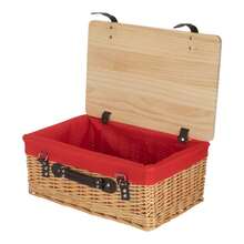 Red Hamper 46cm Buff Willow Picnic Basket With Pinewood Lid - Red - View 5