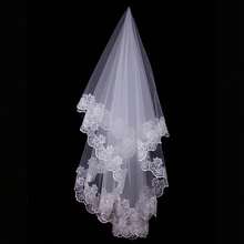 1.5m French Retro Lace Trim Bridal Veil, White Wedding Veil With Train - White - View 3