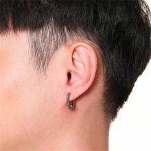 两只男士不锈钢银色耳环 - 銀色 - 查看 5