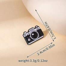 Men's Cartoon Anime Badge Brooch, Creative Camera Pin - Black - View 2
