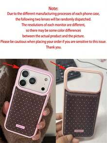 Y2K Retro Polka Dot Pink Leather Phone Case Compatible With  17 Promax Phone Case Suitable For  16 Promax 17 Pro 16 17 15 14 13 Pro Max And  17 Air.The Appearance Is Beautiful And Simple, And The Back Cover Is Soft, Shockproof, Waterproof, Drop Proof, And Scratch Proof - Pink and Brown Stars - View 7
