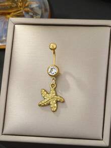1pc Stainless Steel Starfish Navel Piercing, Beach & Vacation Daily Wear (No Gift Box) - Starfish - View 2