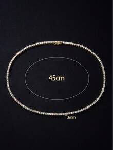 1 Pc 3mm-4mm Top Hip Hop Four Claw Moissanite Rhinestone Tennis Chain Necklace, Adjustable Clavicle Necklace (S925 Sterling Silver), Sparkling Light, Luxury High-End, Exquisite And Fine, Women's Jewelry Gift - Full Diamond Necklace - View 8