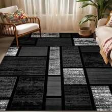 Luxurious Gray-Black Modern Bohemian Geometric Carpet - Thick, Large-Sized Rectangular Design, Suitable For High-Traffic Areas And Bedrooms, Made Of Soft Material With A Backing - 1PC - Xem 5