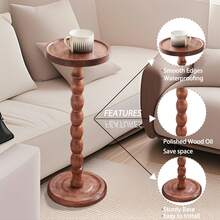 LOVEWE Round Solid Wood Coffee Table With Wood Legs, Modern Decorative Side Table For Small Spaces, Perfect For Plants & Home Decor - Straight Rod - Dark Walnut - View 9