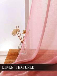 2 Panels Màu thuần Cửa sổ mỏng , Có thể tháo rời Trong mờ Trang trí Rèm Đối với Phòng ngủ Phòng khách Sự riêng tư Rèm - Hồng - Xem 7