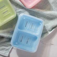 2-Slot Soap Dish, Bathroom Countertop Soap Holder With Drainage Design, Sealed Design Bathroom Accessory - Multicolor - View 14