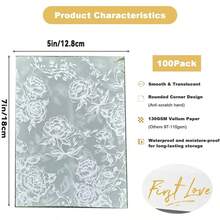 60个/套 5英寸X7英寸婚礼请柬透明布套，透明纸衬里信封，适用于婚礼、婴儿派对、生日、母亲节派对（玫瑰色） - 長方形 - 查看 3