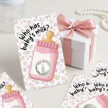 40 Pcs Pink Baby Shower Scratch Off Cards, Fun Interactive Creative Scratch Card Games For Baby Girl Baby Shower & Gender Reveal Parties. - View 1