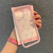 Novelty Cases.Durable 17 Pro Case.17 Pro Max Case.Fashion Phone Cases.Shock-Proof 1PC Simple Full-Screen Pink Bowknot Colorful 2-In-1 Soft Transparent Phone Case For 17 16 15 14 13 12 11 Pro Max 14 15 16Plus Phone Case.Holiday Accessories - 粉紅色 - 查看 1