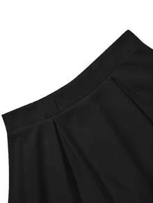 abyoxi 女士黑色优雅高腰百褶A字裙，时尚简约，休闲日常、办公通勤、外出、毕业典礼、度假皆宜，适合春、夏、秋、冬四季穿着。 - 黑色 - 查看 9