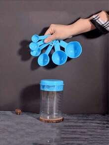 1 Juego de tazas y cucharas de medición, cucharas marcadas de plástico, herramientas de medición para hornear, juego de utensilios de cocina para hornear - Multicolor - Ver 6