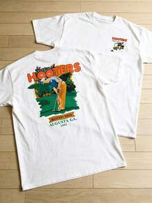 Retro Unisex T-Shirt, Golf Cart Pattern, Men's And Women's Summer Casual Cotton T-Shirt, Men's Short-Sleeved Top, Outdoor Sports Style Men's T-Shirt - trắng - Xem 1