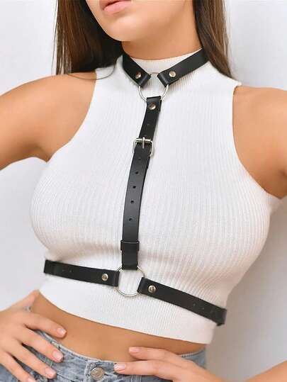 PU皮革束带 女士哥特朋克摇滚街头风腰带 日常时尚腰部配饰 复古异域风情