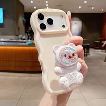 Cute Bear Phone Case, Macaron Color Phone Case, Compatible With IPhone 17 Pro Max/16 Pro Max/15 Pro Max/14 Pro Max/13 Pro Max/12 Pro Max/11 Pro Max/XS Max/7/8 Plus, Compatible With Samsung, Honor, International Version,  Not The Domestic Version - White + Hydrogel Film - View 3
