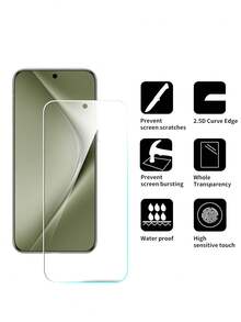 白色钢化玻璃屏幕保护膜 2片装 高清钢化玻璃屏幕保护膜，兼容荣耀手机，高硬度，防刮花，防油污，防指纹，支持指纹解锁，无白边，无气泡，易于安装，兼容手机壳 春季礼物 - 無色 - 查看 2