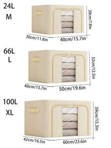 1pc Foldable Oxford Cloth Large Capacity Clothing Storage Box, Dustproof Moisture-Proof Wardrobe Storage Box With Antibacterial Moisture-Proof Zipper, Pants Categorization Storage Box - Light Grey - View 2