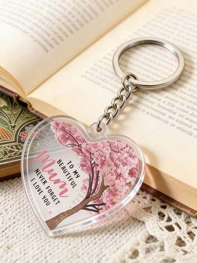 Heart-Shaped Acrylic Keychain, Unique Mother's Day Keychain, Best Mother's Day/Christmas Gift For Daughter/Son; Perfect As Father's Day, Mother's Day, Friend, Boyfriend/Girlfriend, Family, Teacher, Coworker, Halloween And Christmas Gifts. Best Mother, Birthday, Gift For Mother, Women Keychain