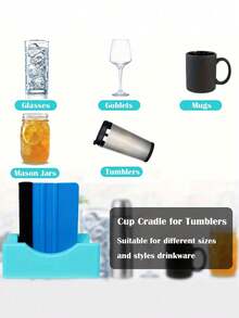 OBOVAY 1pc Silicone Cup Holder With Built-In Slots, Suitable For UV DTF/Film/Heat Transfer Sticker, DIY Crafts Cup/Bottle Stand With Felt Edge Scraper - Multicolor - View 3