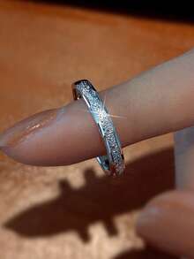 S925 Sterling Silver Classic Car Flower & Starry Sky Shimmering Sand Crafted Fashion Versatile Luxurious Elegant Couple Family Friend Gift Adjustable Ring - Silver - View 3