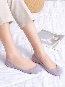 chuanwa（2） 1/5/10双夏季女士冰丝薄款超浅口鞋垫隐形防掉跟半脚船袜 - 彩色 - 查看 5