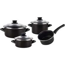 Magefesa Kenya Noir - Batterie de cuisine 7 pièces, acier émaillé vitrifié - Noir - Voir 4
